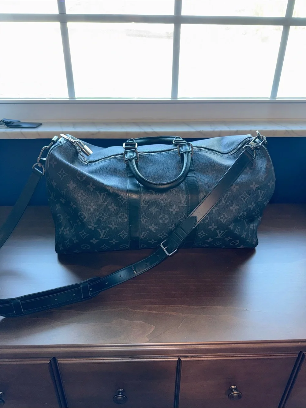 Louis Vuitton Black Monogram Keepall Bandoulière 45